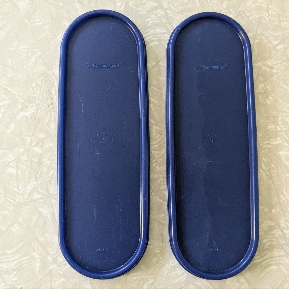Tupperware Modular Mates Oval Seal Lids Navy Blue 2402A-1 Set of 2 Replacement